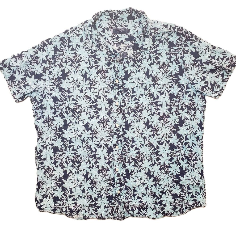 Vineyard Vines Navy & Light Blue Floral Short-Sleeve Button-Down Shirt